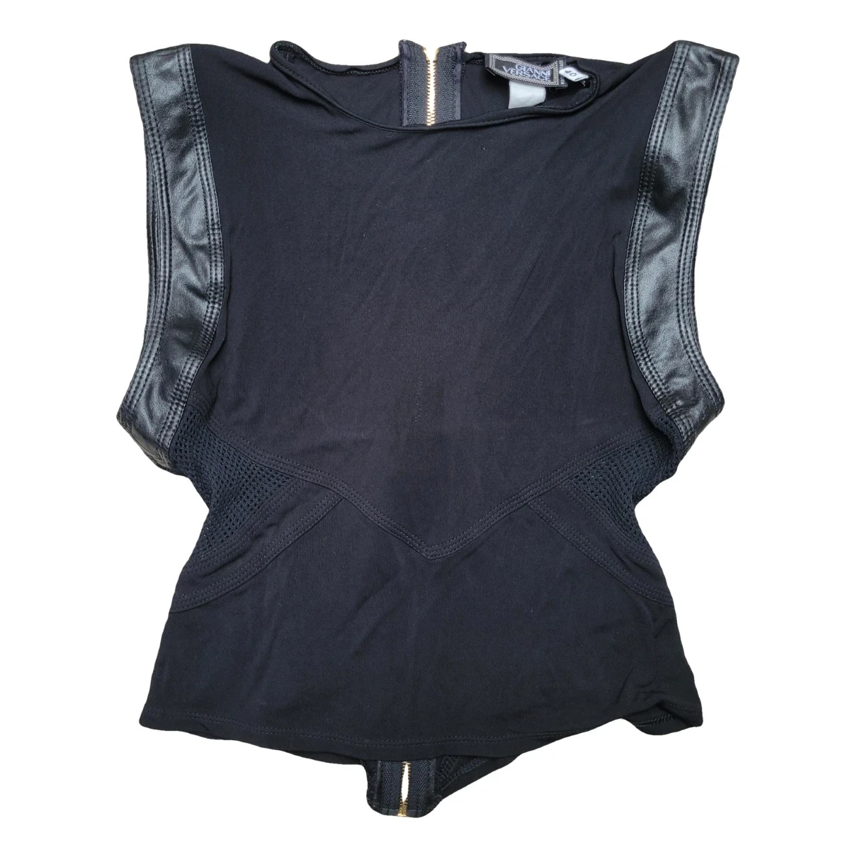 Pre-owned Versace Leather Top In Black