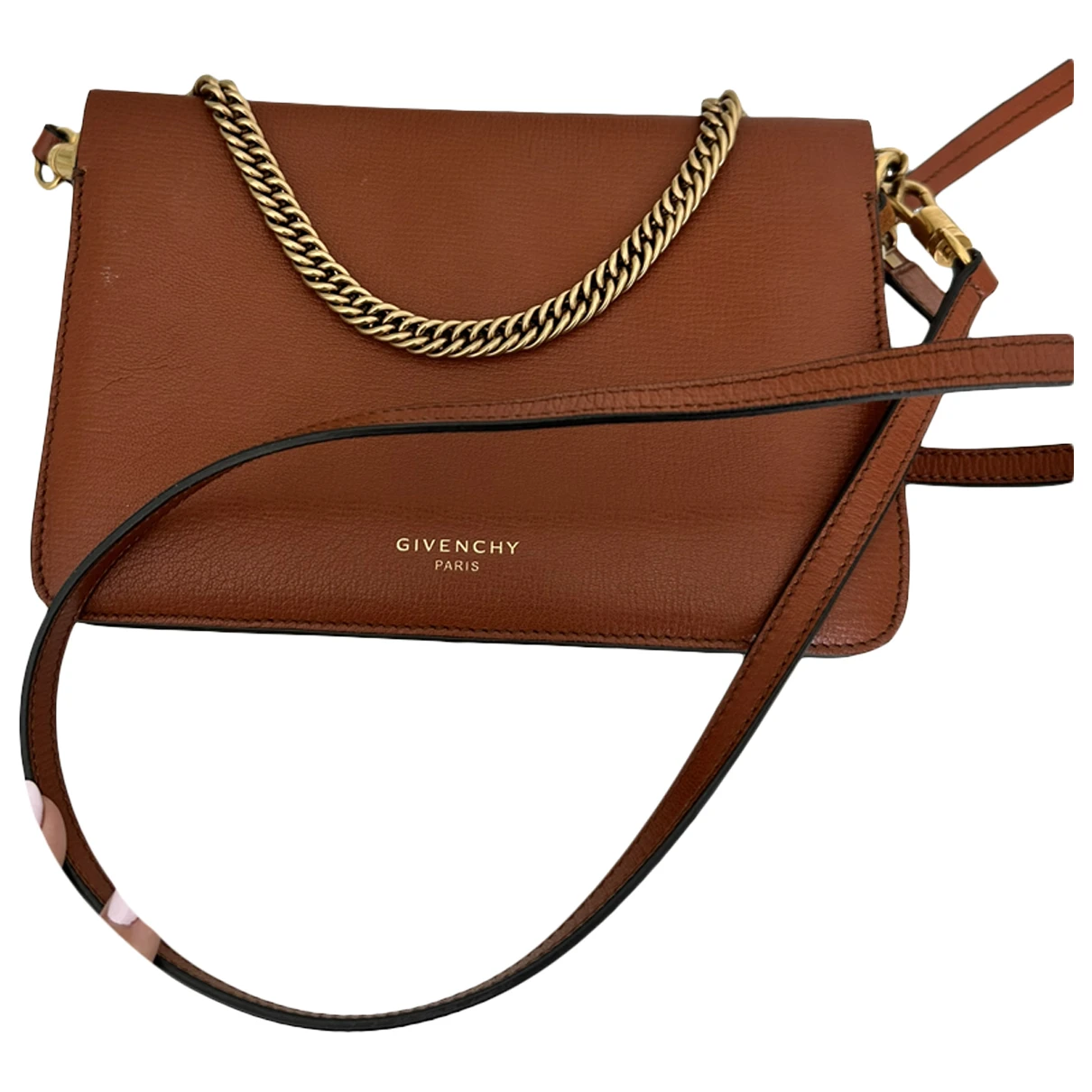 Pre-owned Givenchy Cross3 Leather Crossbody Bag In Camel