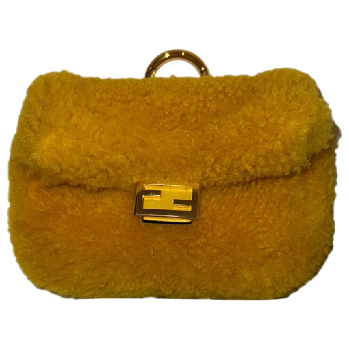 Pre-owned Fendi Baguette Wool Handbag In Gold