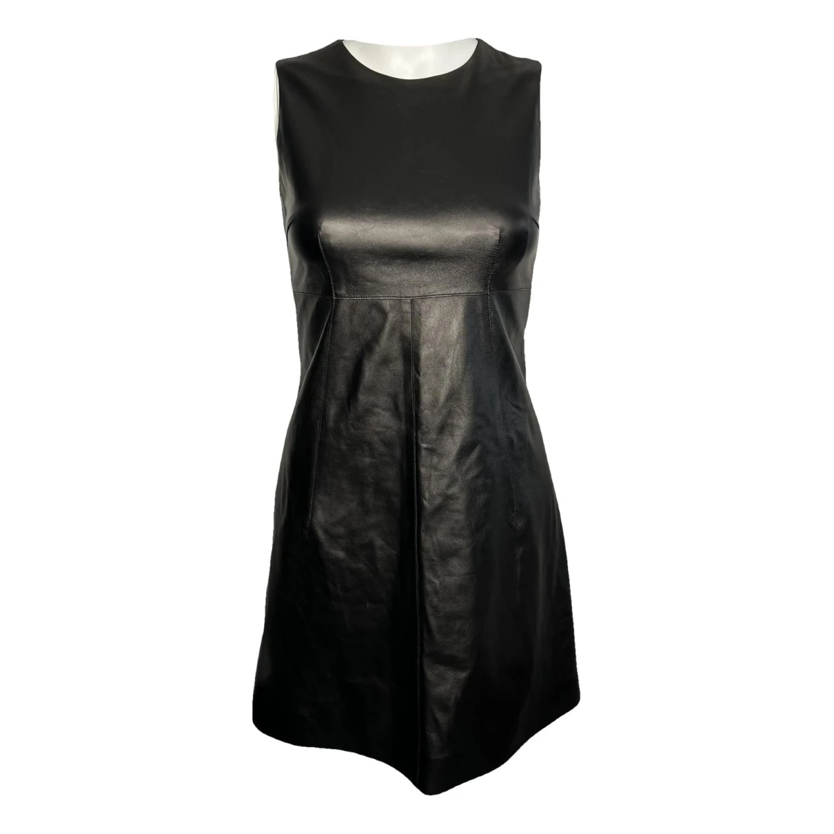 Pre-owned Dolce & Gabbana Leather Mini Dress In Black