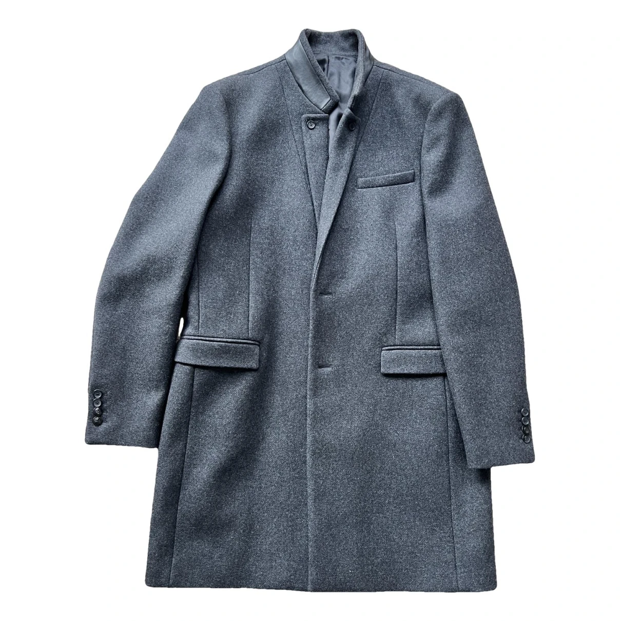 Pre-owned The Kooples Wool Dufflecoat In Anthracite