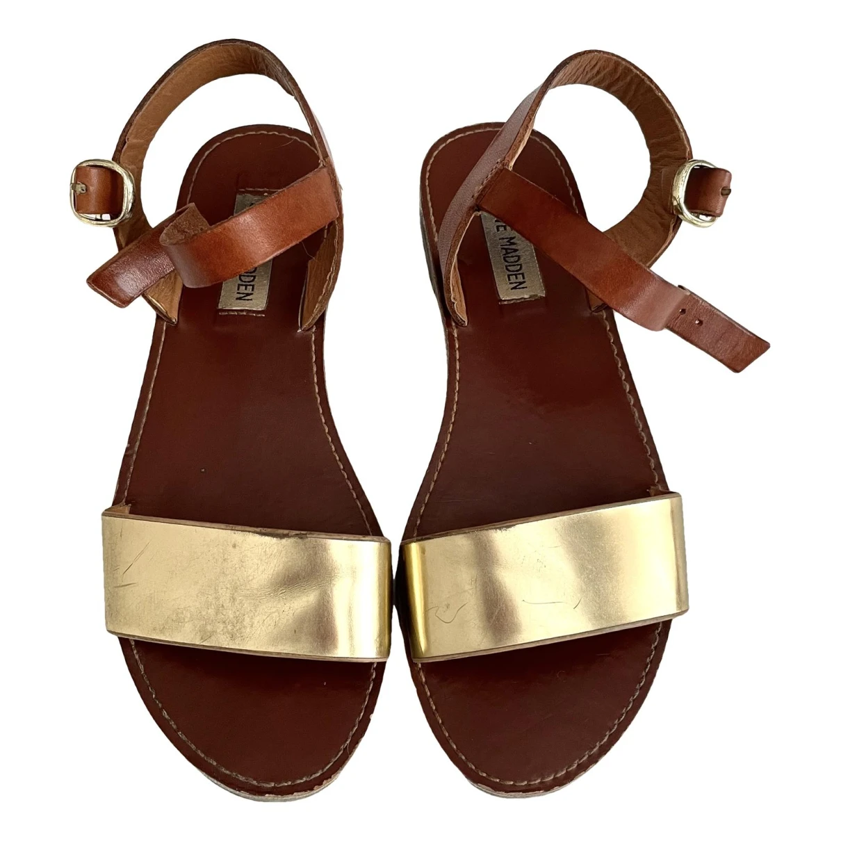Pre-owned Steve Madden Leather Sandal In Gold