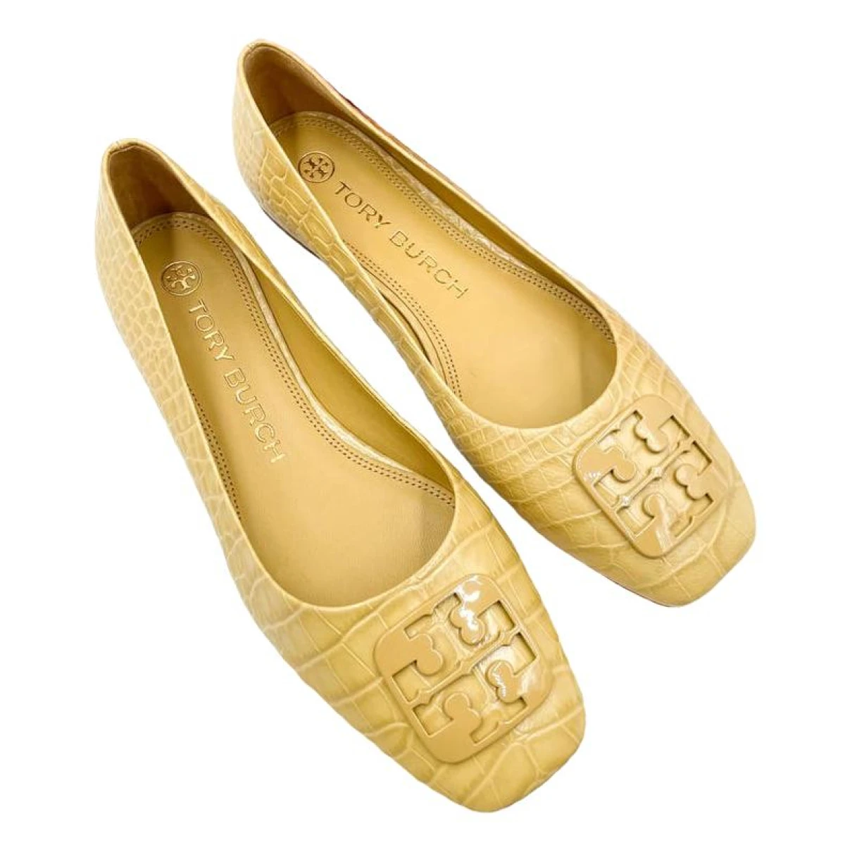 Pre-owned Tory Burch Leather Flats In Yellow