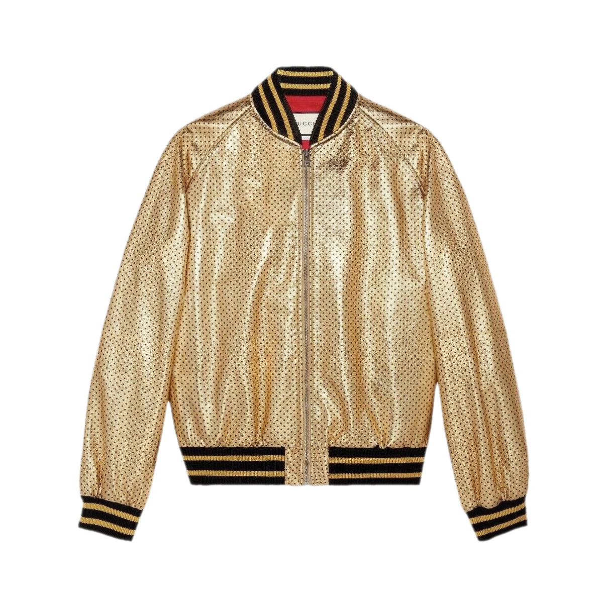Pre-owned Gucci Leather Biker Jacket In Gold