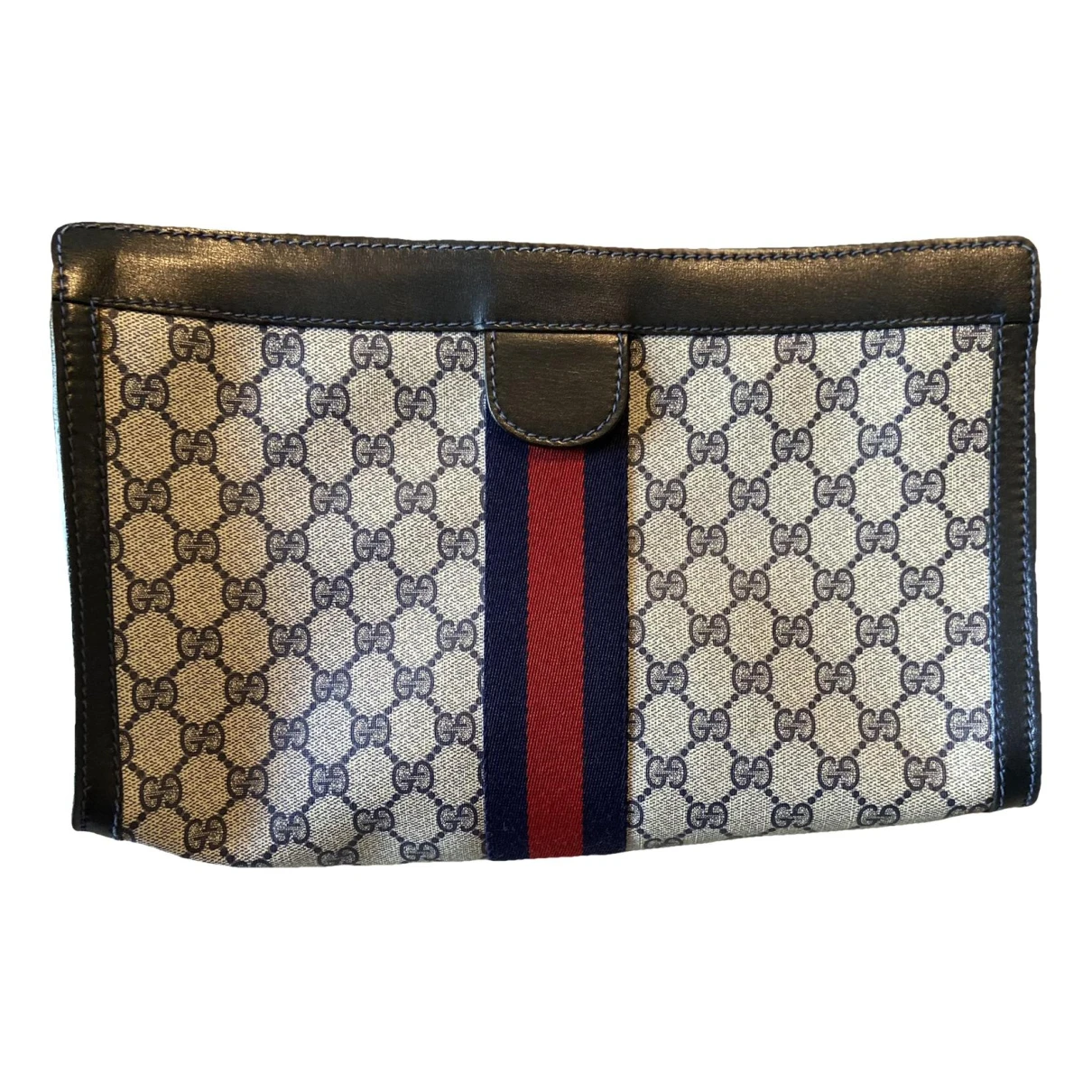 Pre-owned Gucci Ophidia Leather Clutch Bag In Blue