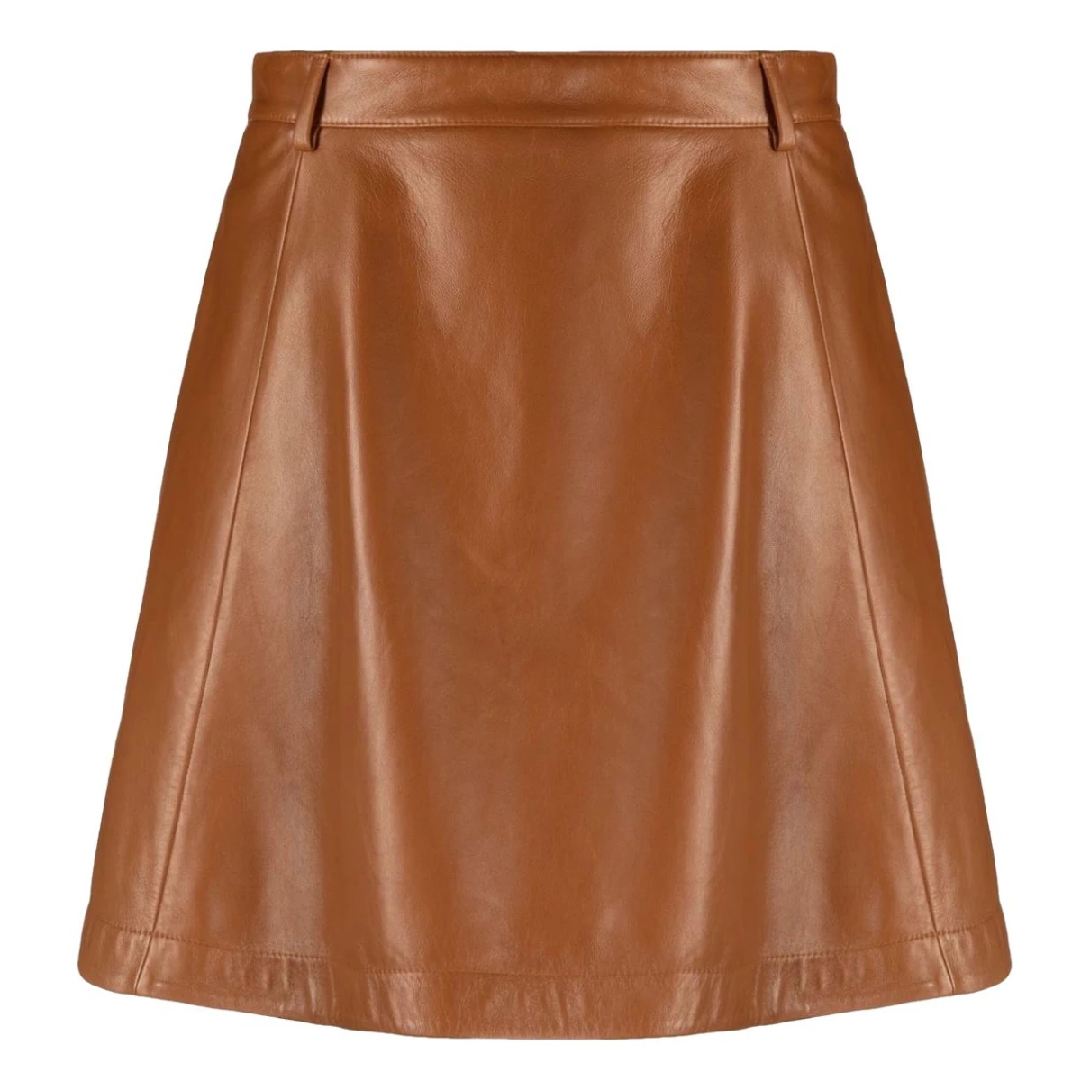 Pre-owned Polo Ralph Lauren Leather Mini Skirt In Brown