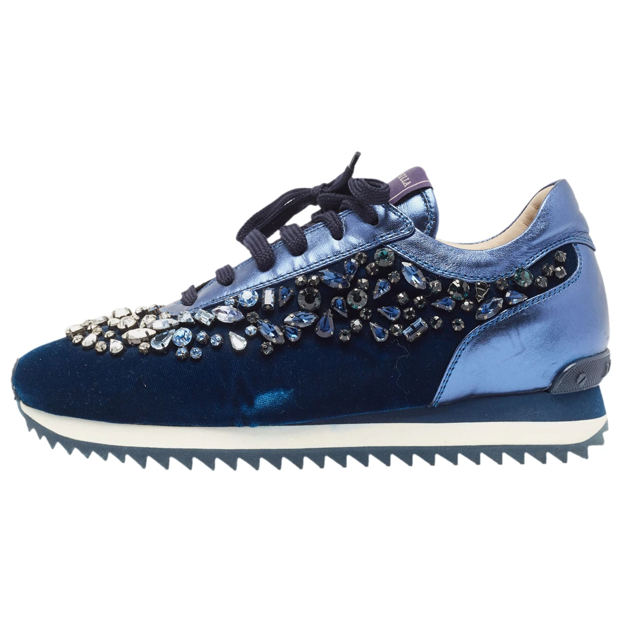 Pre-owned Le Silla Velvet Trainers In Blue