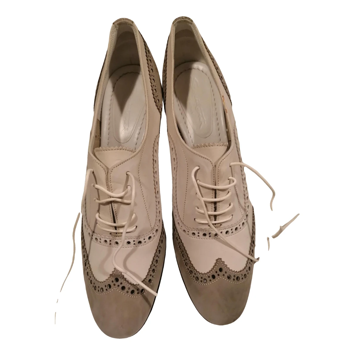 Pre-owned Santoni Leather Heels In White