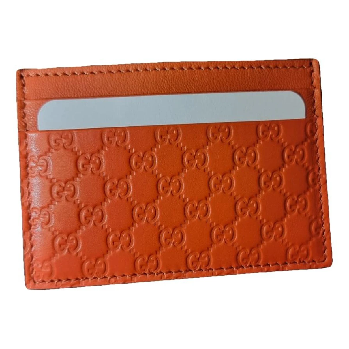 Pre-owned Gucci Leather Wallet In Orange
