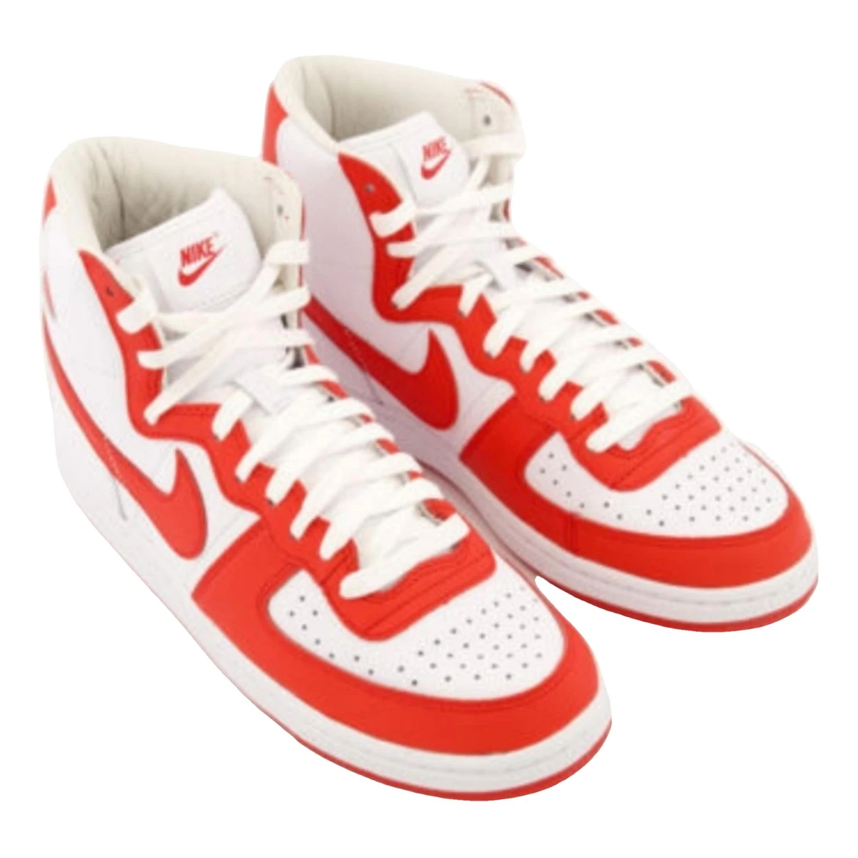 Pre-owned Nike X Comme Des Garçons Leather High Trainers In Red