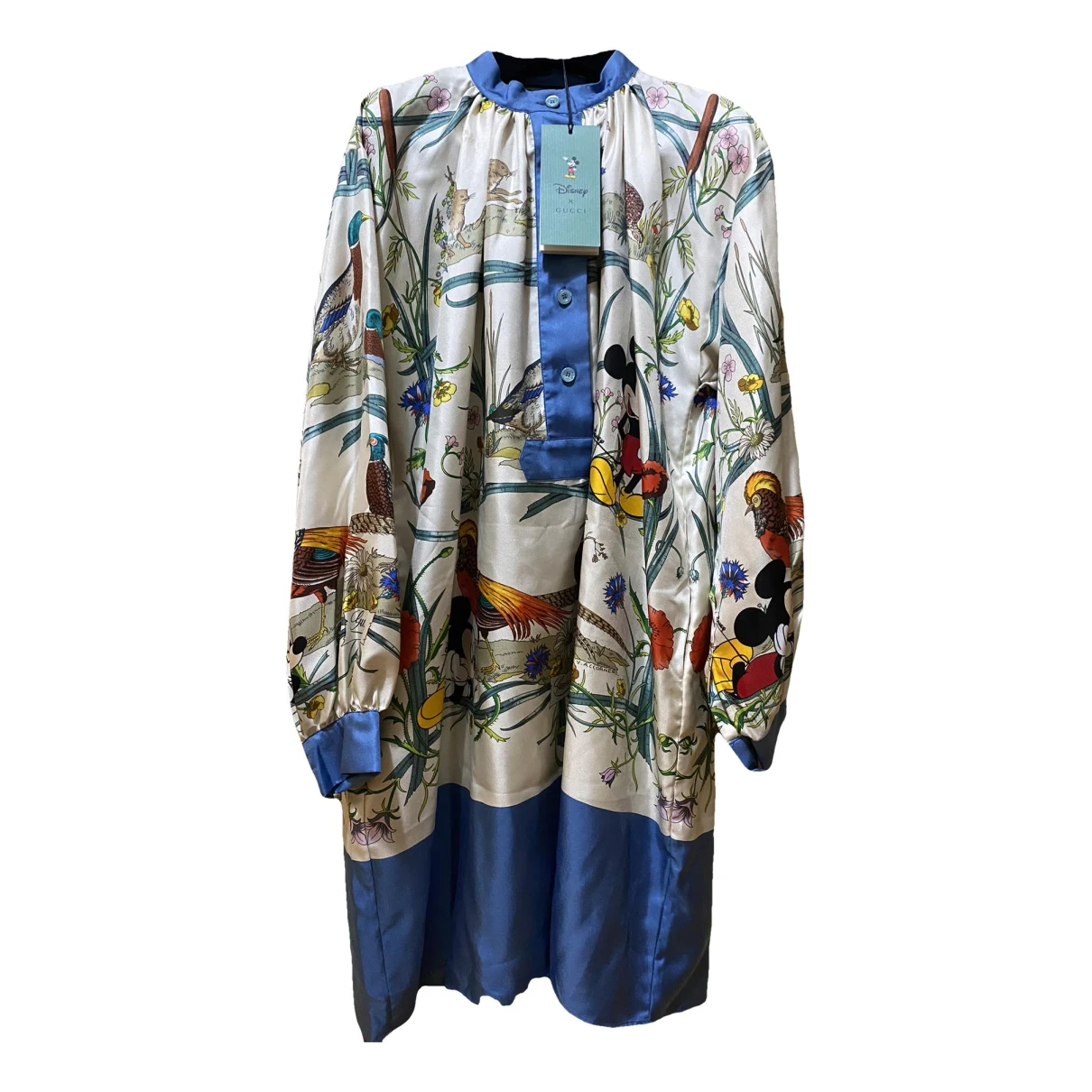 Pre-owned Disney X Gucci Silk Mid-length Dress In Blue
