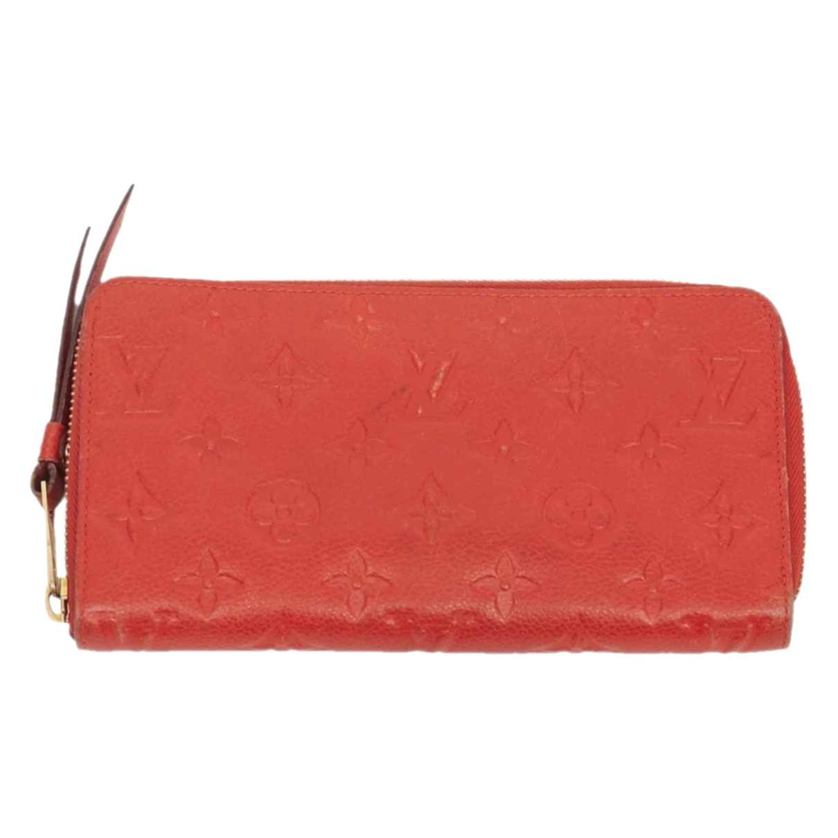 Pre-owned Louis Vuitton Zippy Leather Wallet In Orange
