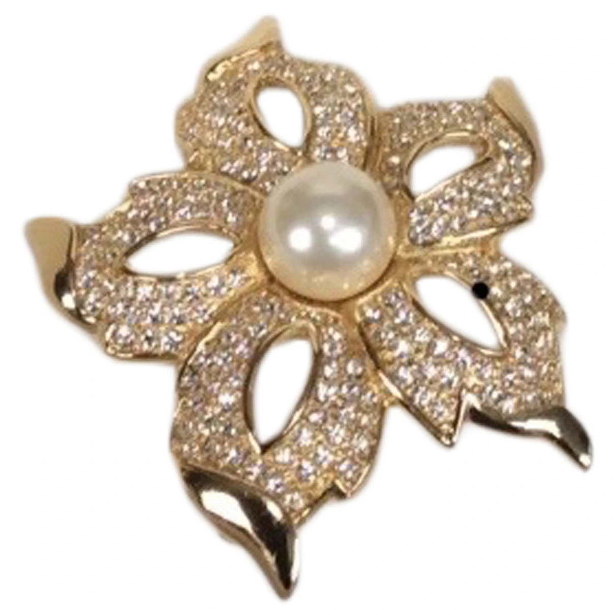 Pre-owned Dior Pearl Pin & Brooche In Gold