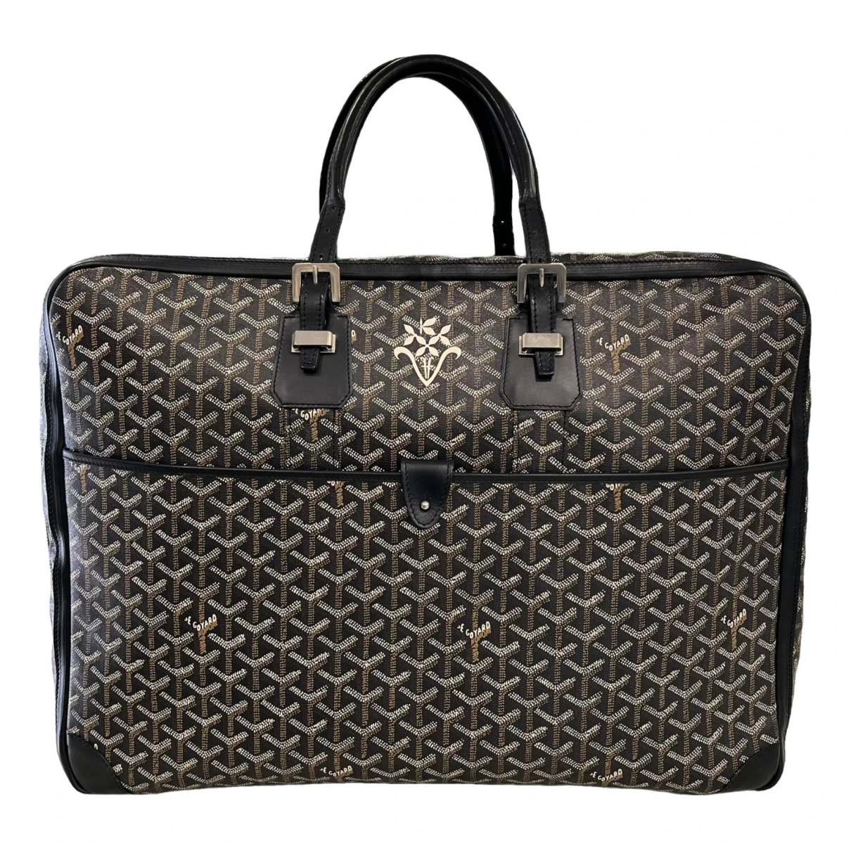 Pre-owned Goyard Ambassade Leather Travel Bag In Black