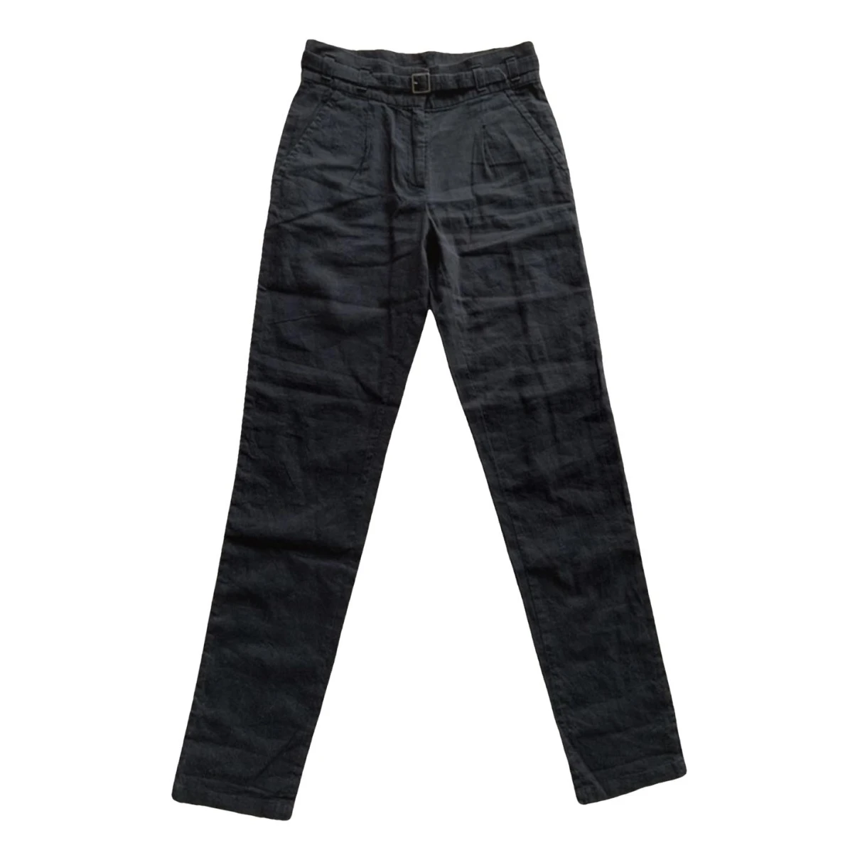 Pre-owned Apc Linen Straight Pants In Black