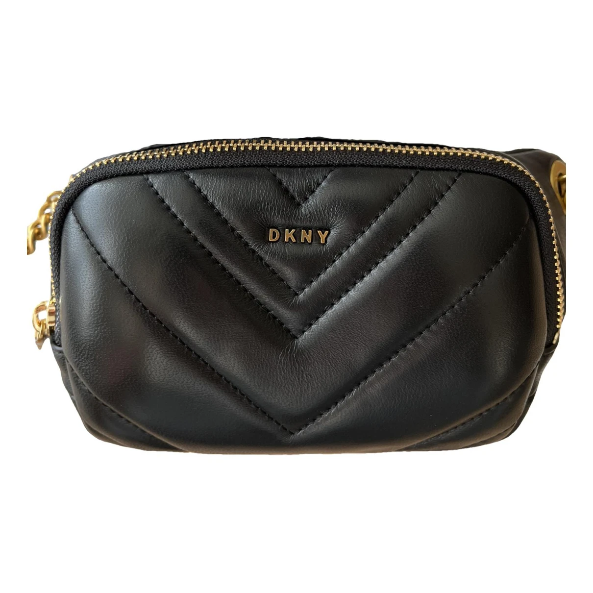 Pre-owned Dkny Leather Crossbody Bag In Black
