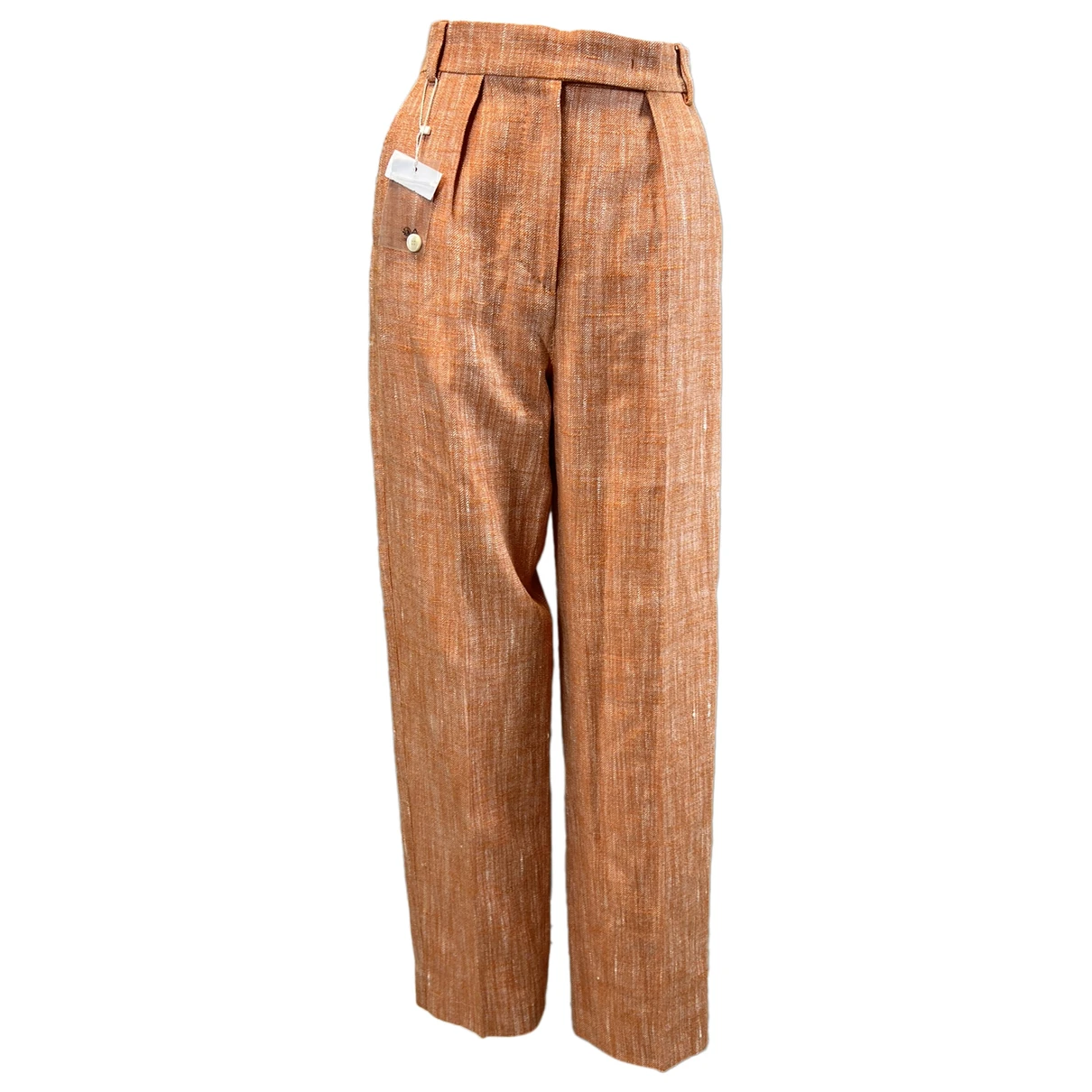 Pre-owned Max Mara Atelier Linen Straight Pants In Orange