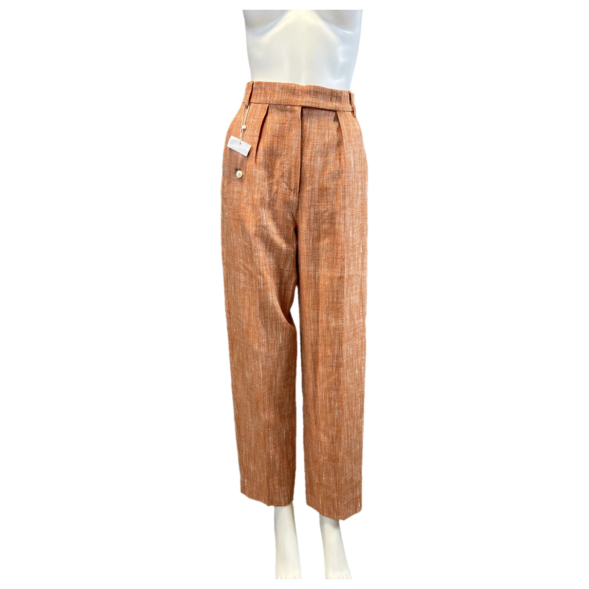 Pre-owned Max Mara Atelier Linen Straight Pants In Orange