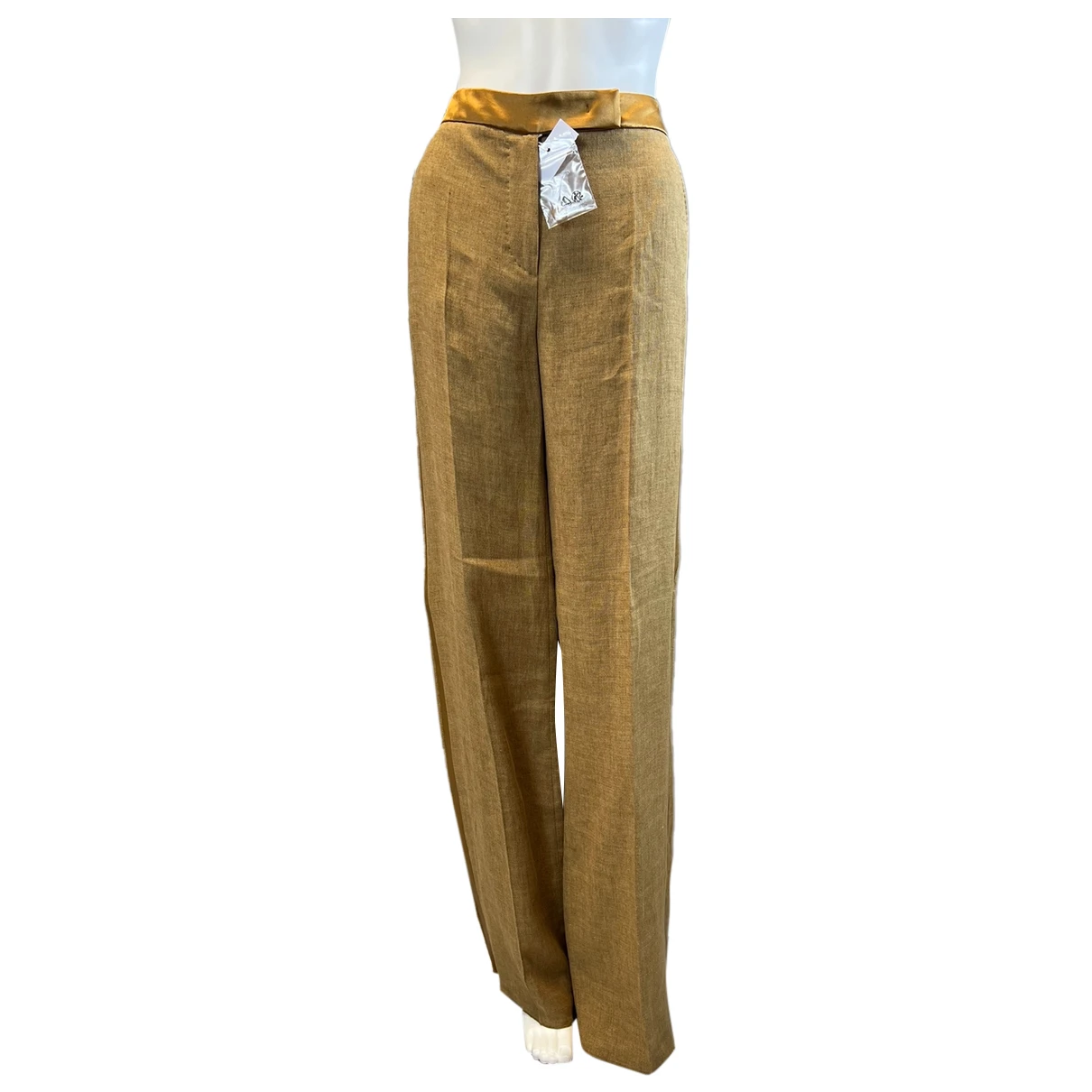 Pre-owned Max Mara Atelier Linen Straight Pants In Brown