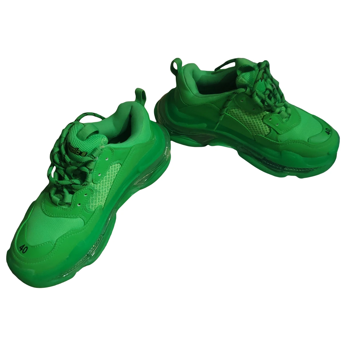 Pre-owned Balenciaga Leather Low Trainers In Green