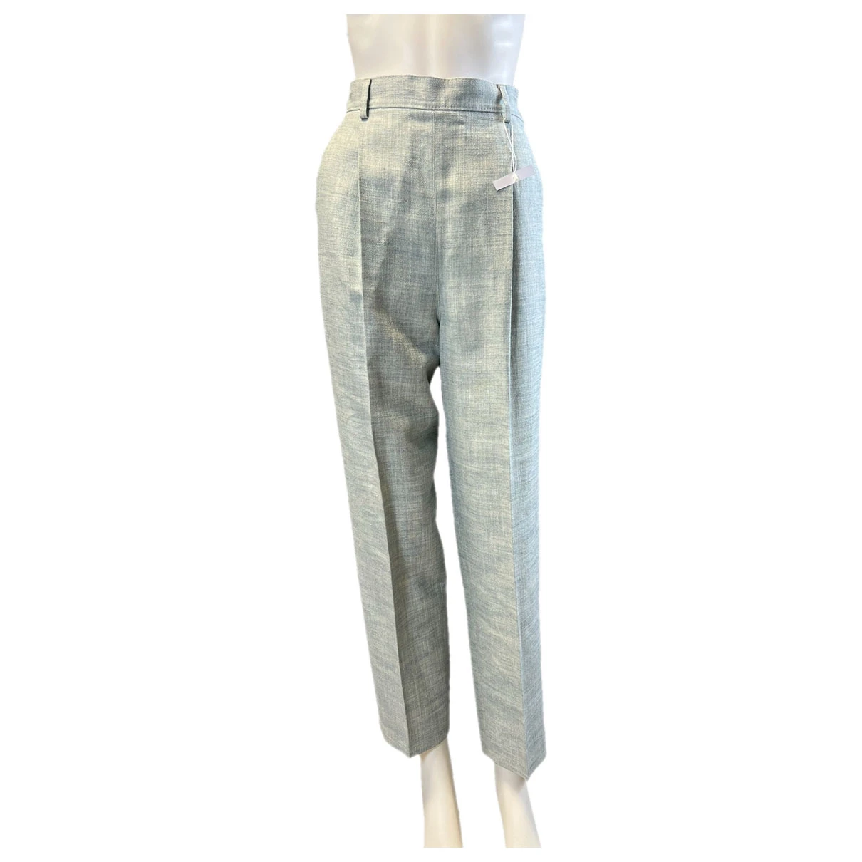 Pre-owned Max Mara Atelier Linen Straight Pants In Blue