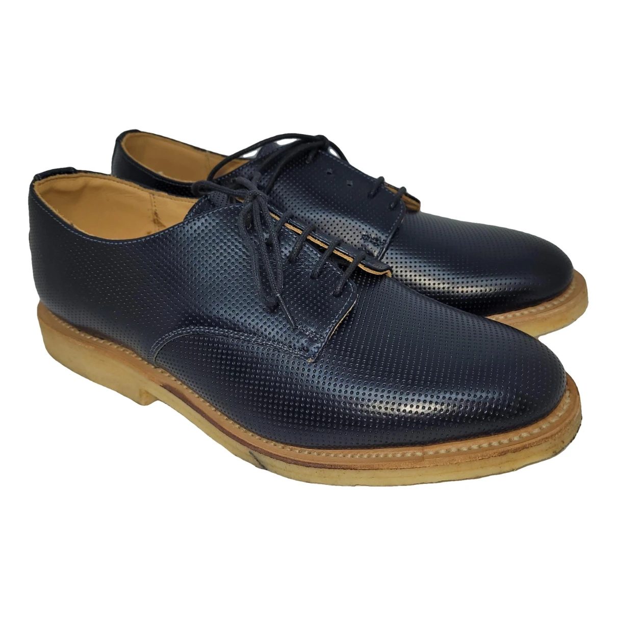 Pre-owned Ymc You Must Create Leather Lace Ups In Navy