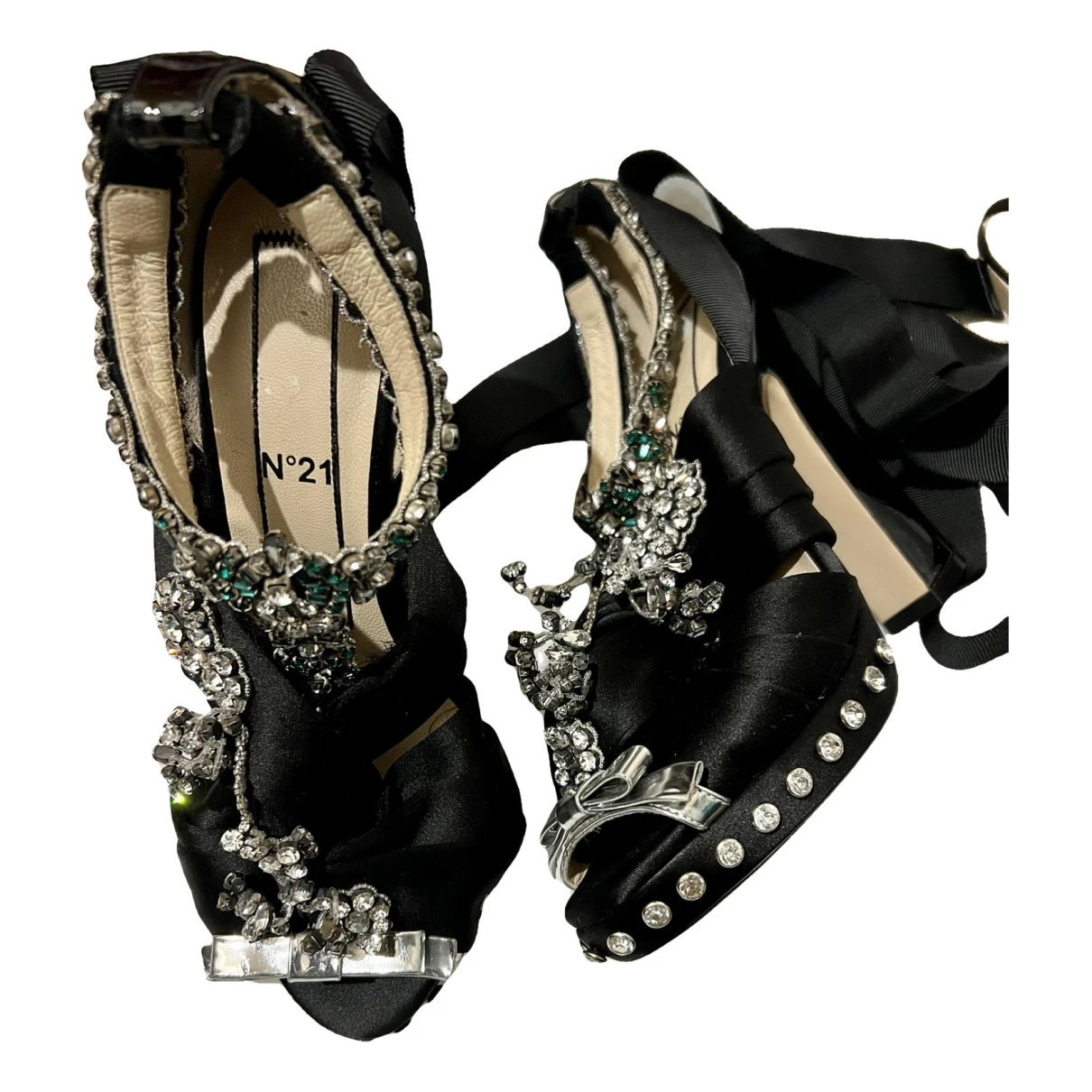Pre-owned N°21 Glitter Sandals In Black