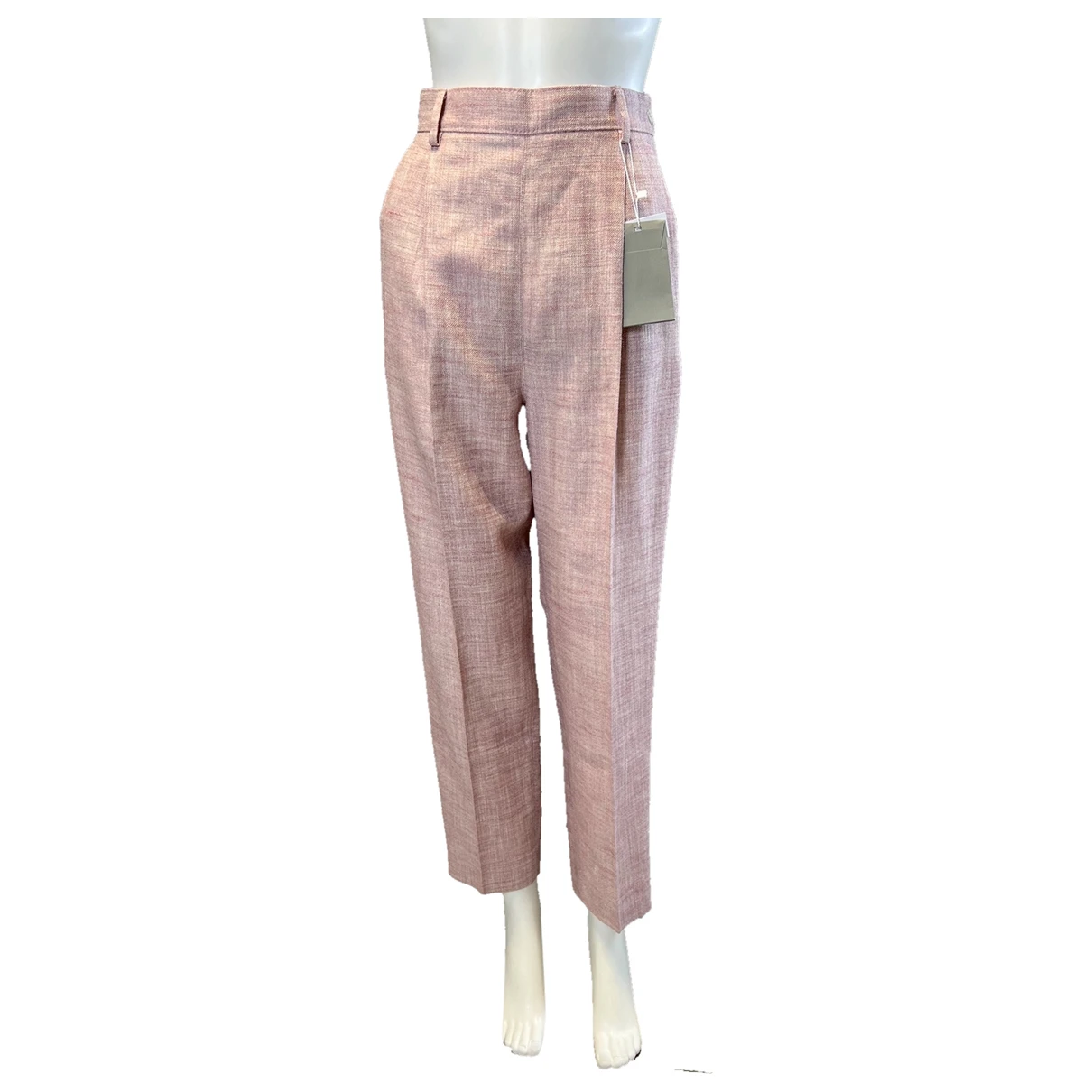 Pre-owned Max Mara Atelier Linen Straight Pants In Pink