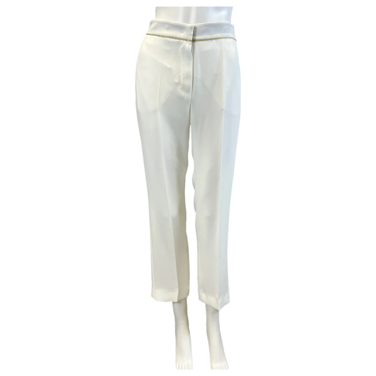 Pre-owned Max Mara Atelier Silk Straight Pants In White