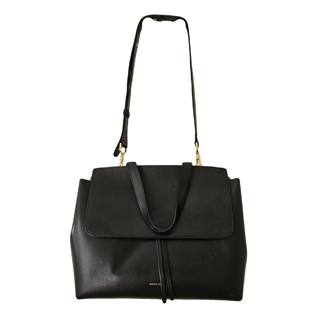 Pre-owned Mansur Gavriel Lady Leather Handbag In Black