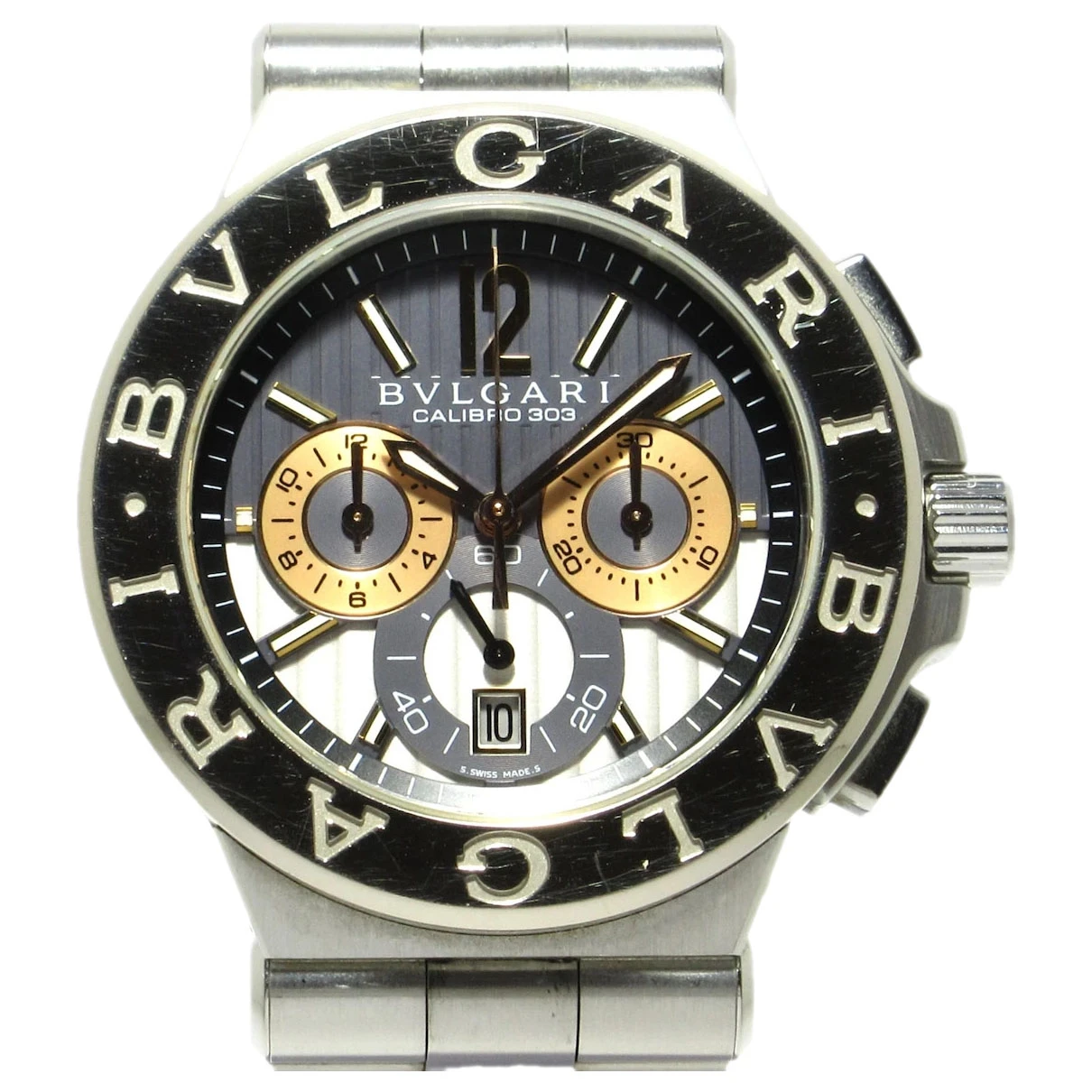 Pre-owned Bvlgari Diagono White Gold Watch In Silver