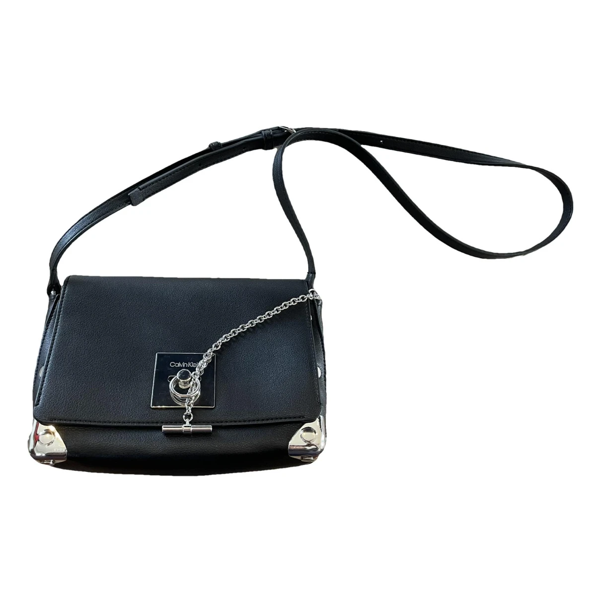 Pre-owned Calvin Klein Leather Handbag In Black