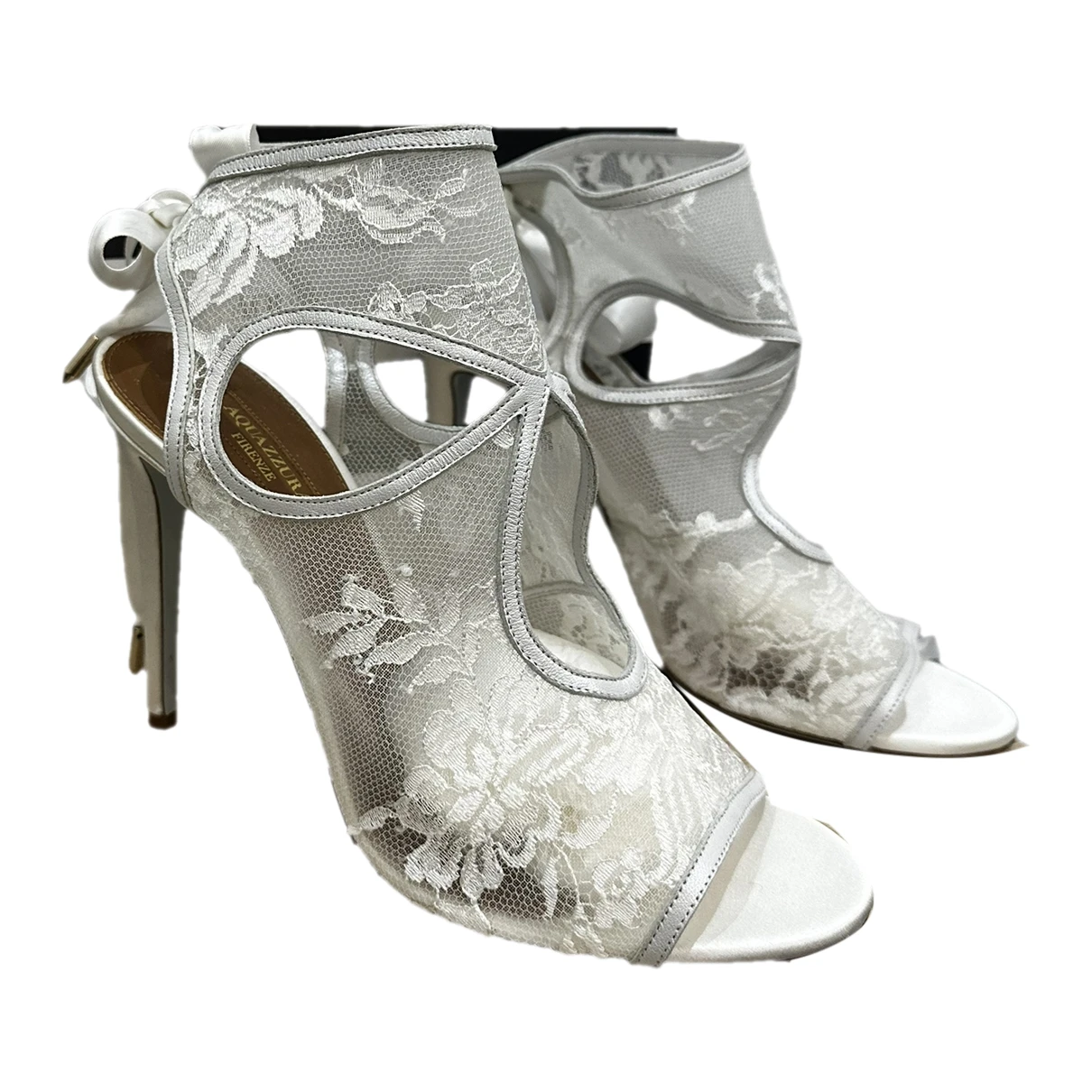 Pre-owned Aquazzura Sexy Thing Leather Heels In White