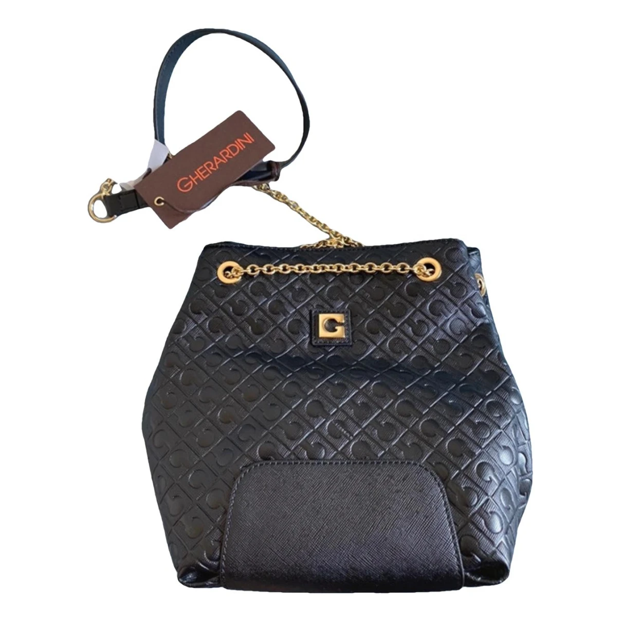 Pre-owned Gherardini Vegan Leather Handbag In Black