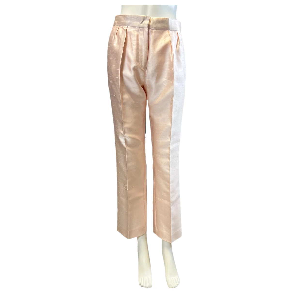 Pre-owned Max Mara Atelier Silk Straight Pants In Pink