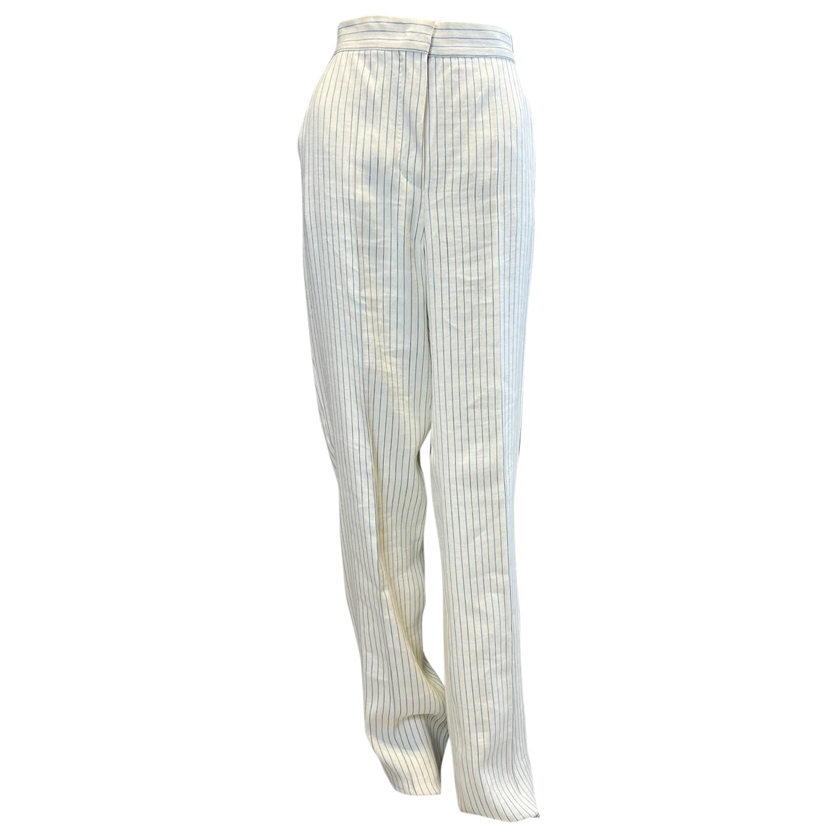 Pre-owned Max Mara Atelier Linen Straight Pants In White