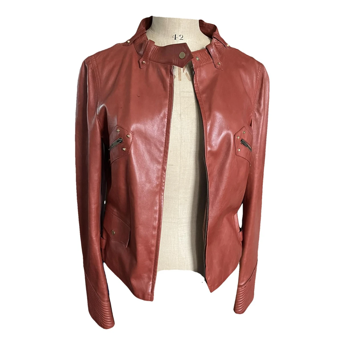 Pre-owned Gucci Leather Jacket In Red