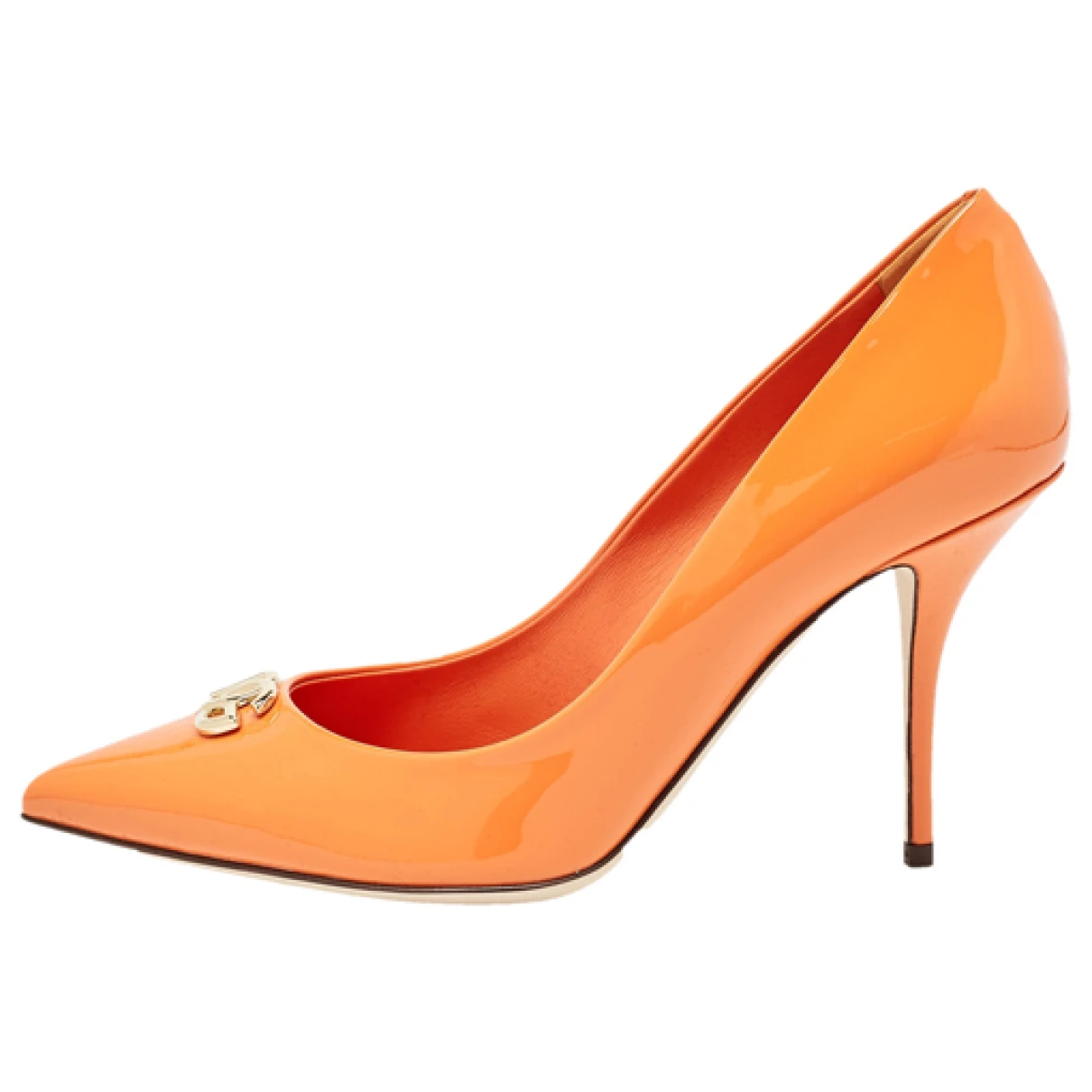 Pre-owned Dolce & Gabbana Patent Leather Heels In Orange