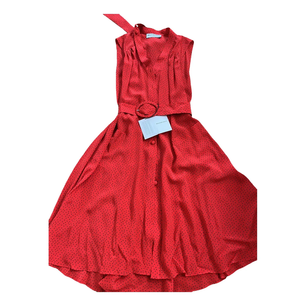 Pre-owned Balenciaga Silk Mid-length Dress In Red