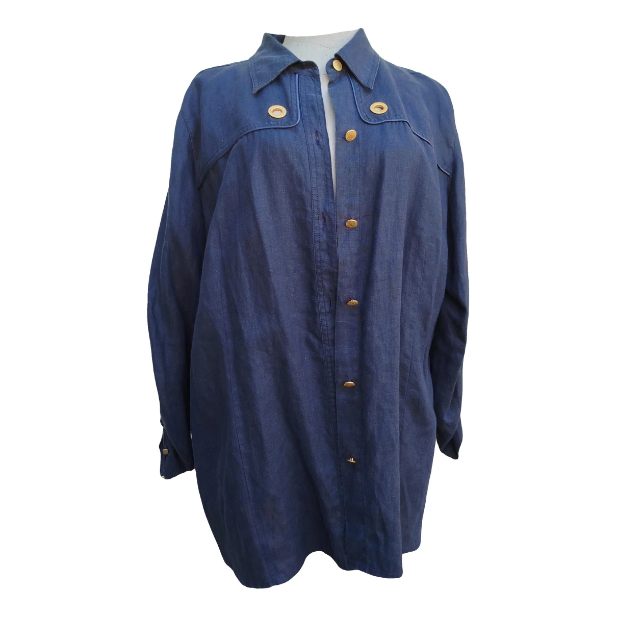 Pre-owned Marina Rinaldi Linen Jacket In Blue
