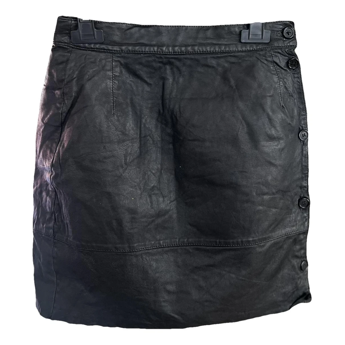 Pre-owned Versace Leather Mini Skirt In Black