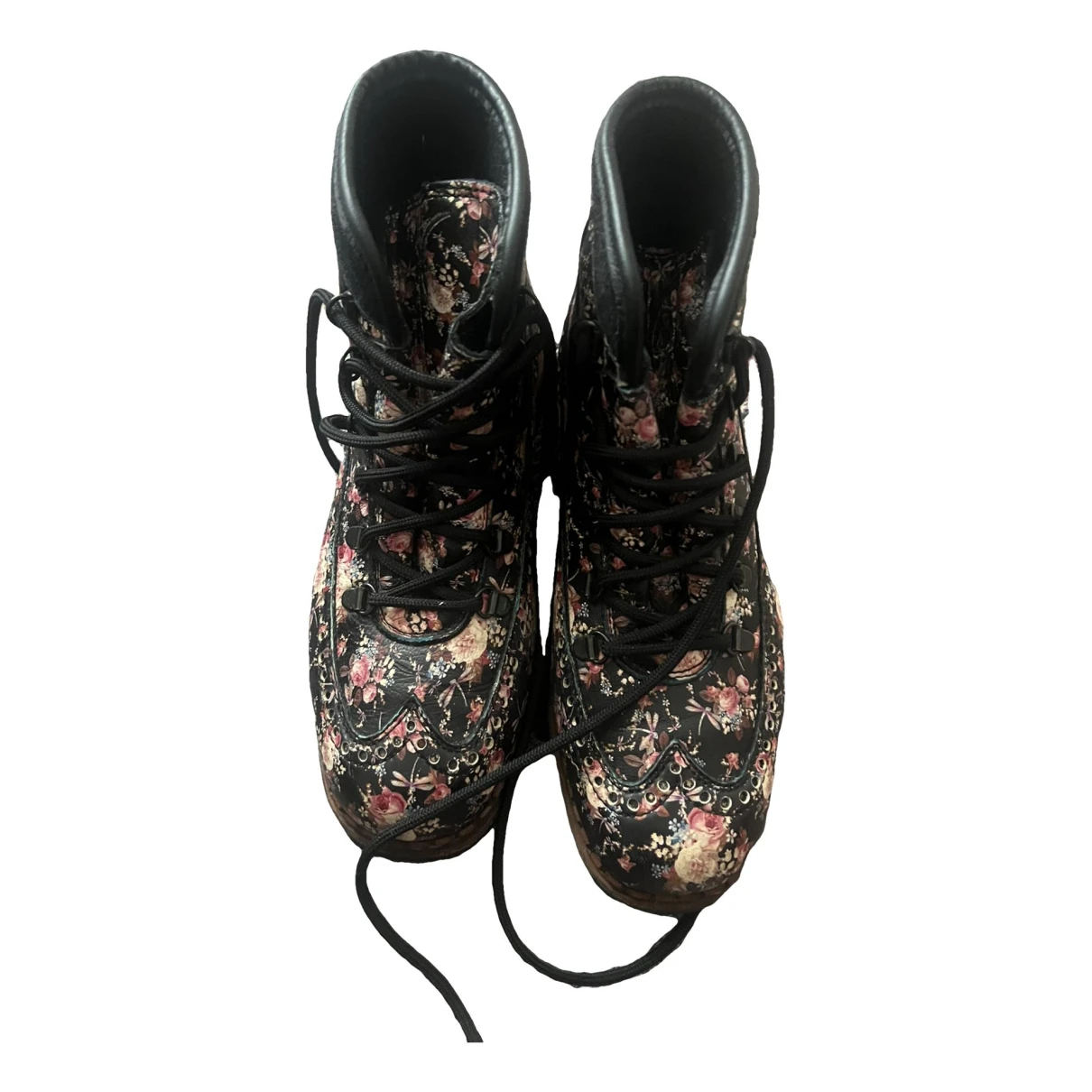 Pre-owned Tabitha Simmons Leather Lace Up Boots In Multicolour