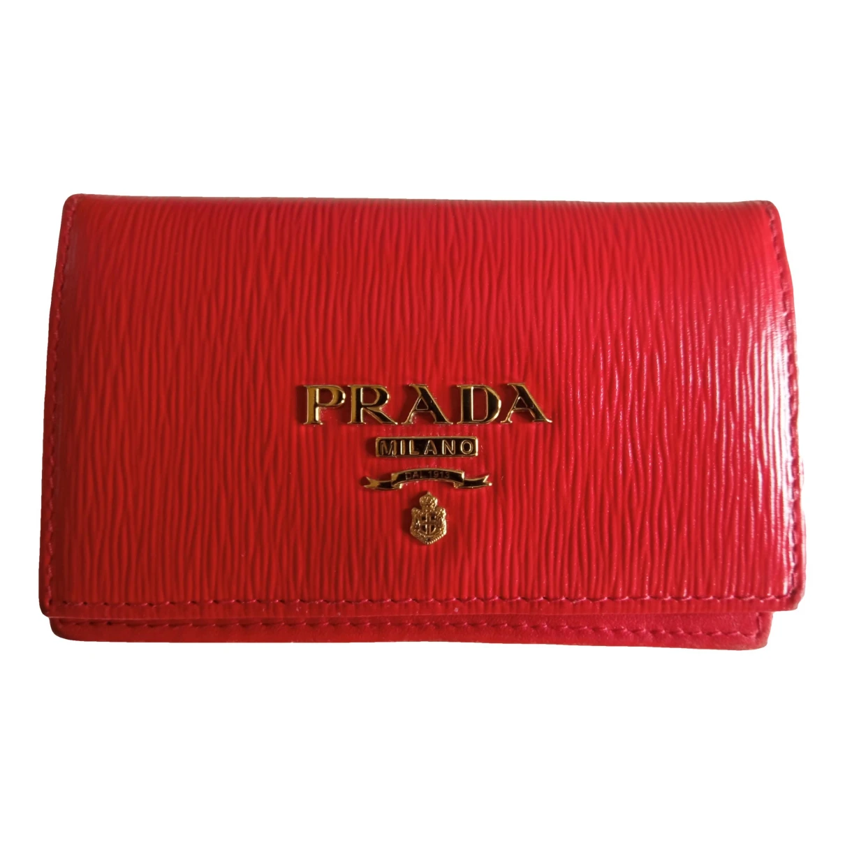 Pre-owned Prada Leather Card Wallet In Red
