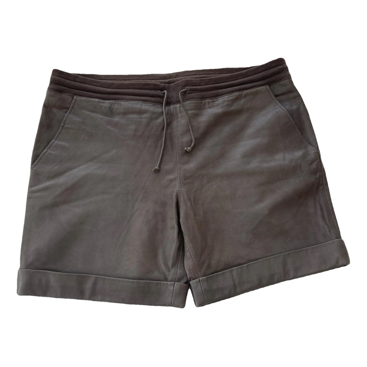 Pre-owned Max & Co Leather Shorts In Khaki