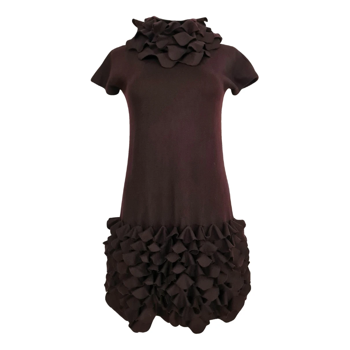 Pre-owned Fendi Wool Mid-length Dress In Brown