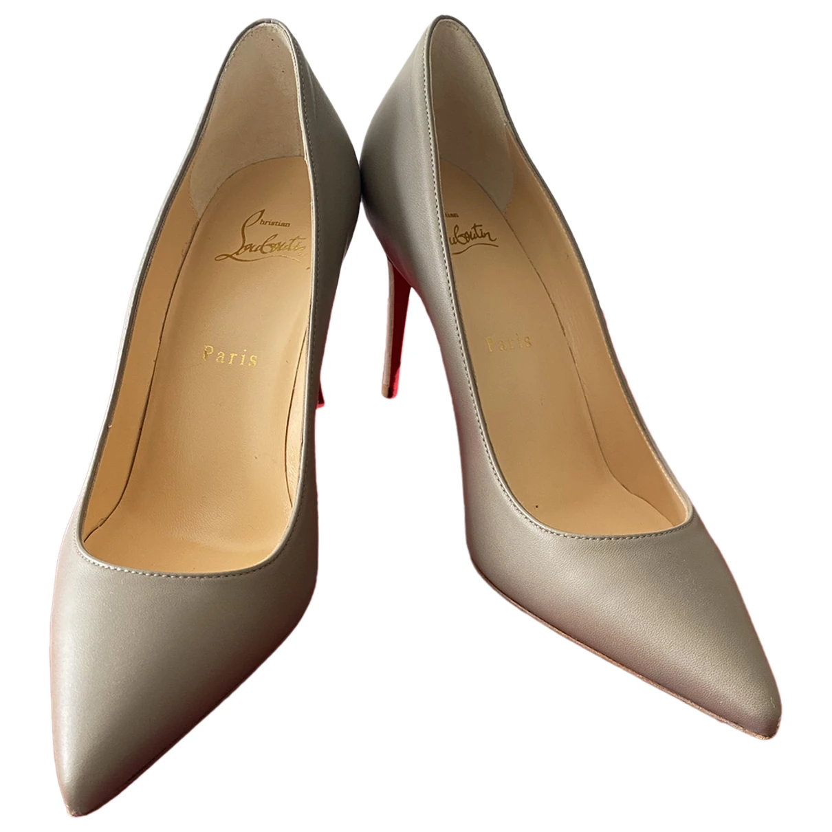 Pre-owned Christian Louboutin So Kate Leather Heels In Grey
