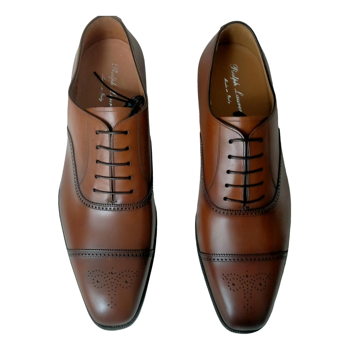 Pre-owned Ralph Lauren Leather Lace Ups In Brown