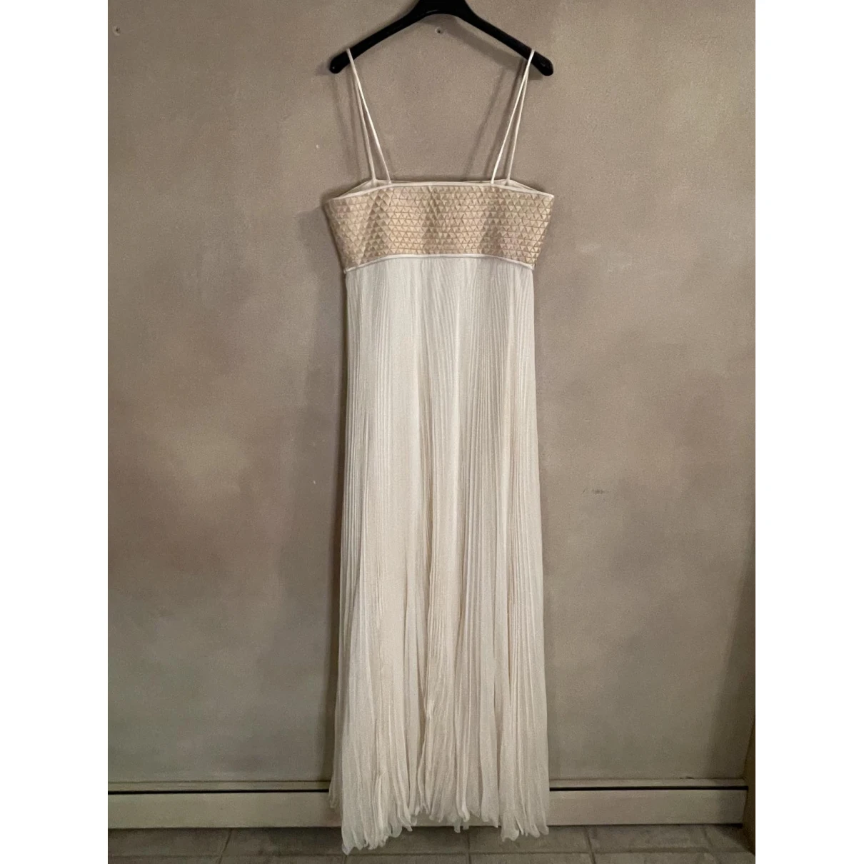 Pre-owned Ferragamo Silk Maxi Dress In Beige