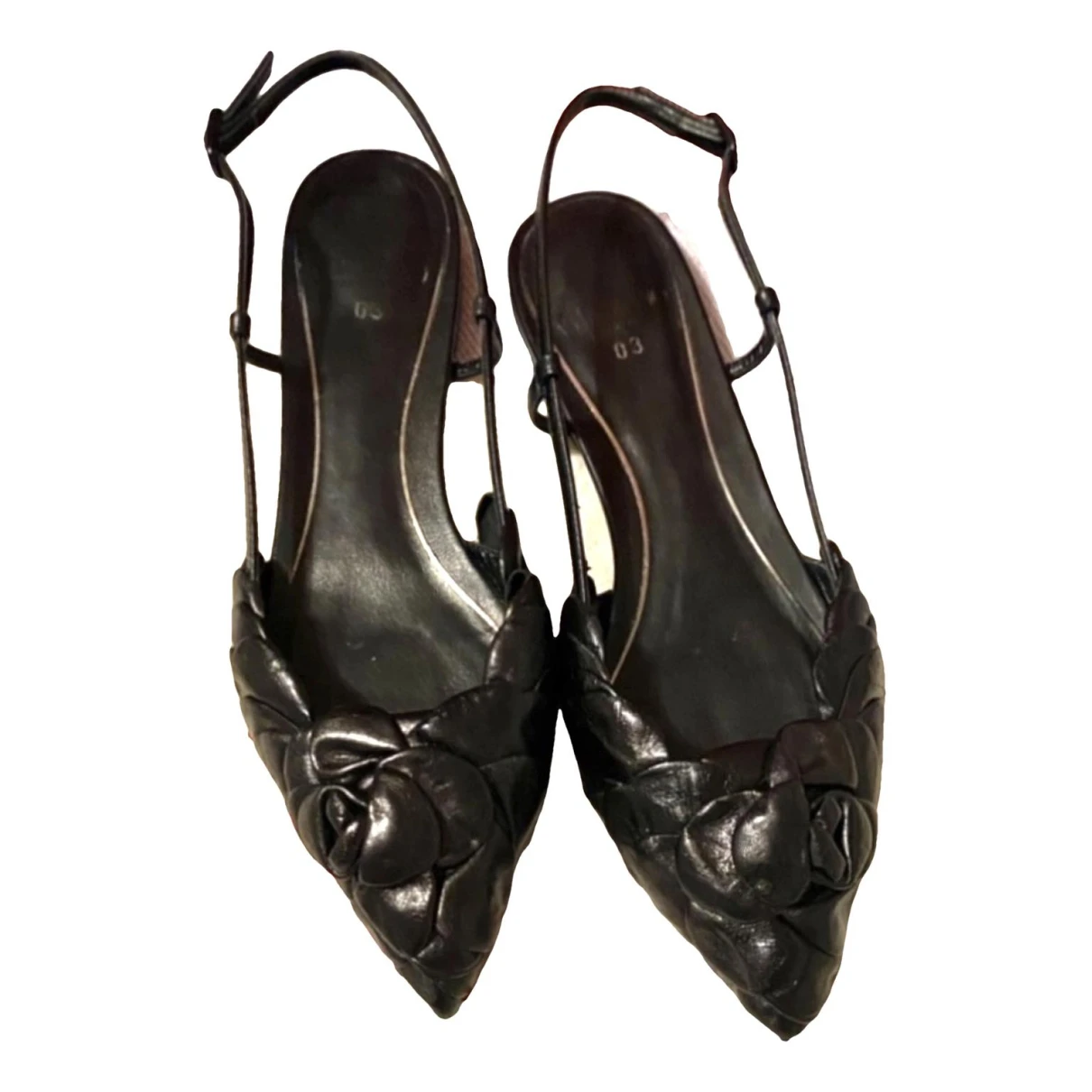 Pre-owned Valentino Garavani Leather Ballet Flats In Black