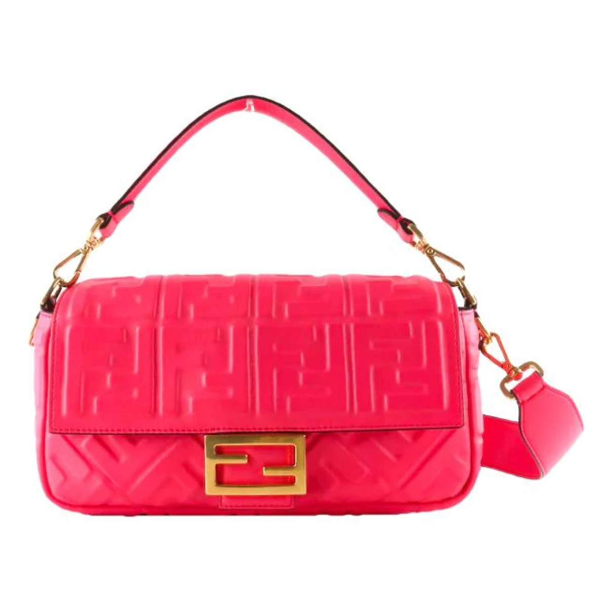 Pre-owned Fendi Baguette Leather Crossbody Bag In Pink